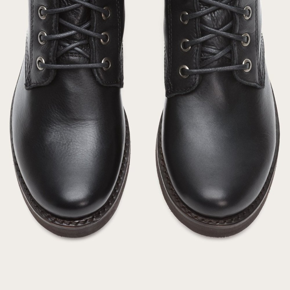 Frye Veronica Combat Black Leather Lace Up Boots - Picture 3 of 16